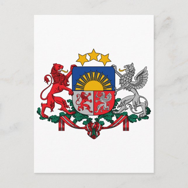 Postal Símbolo de heralgia del escudo de armas de Letonia (Anverso)