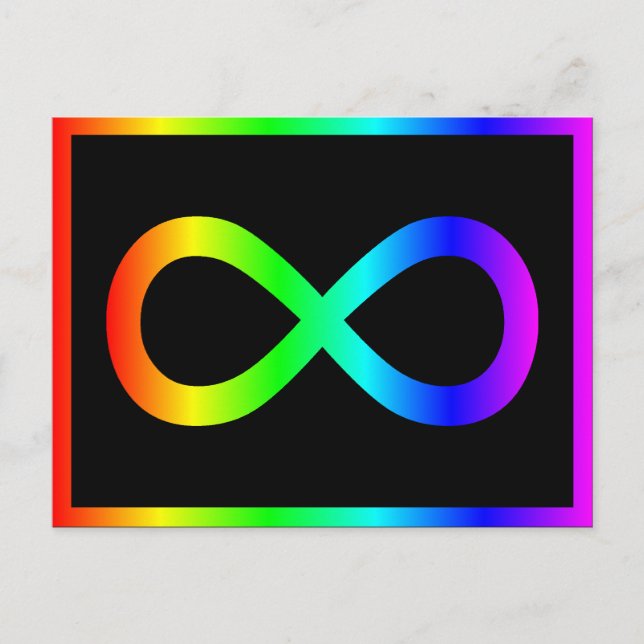 Postal Símbolo de infinito de arcoíris (Anverso)