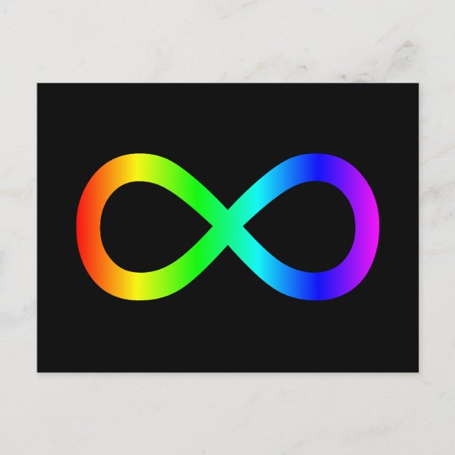 Postal Símbolo de infinito de arcoíris (Anverso)