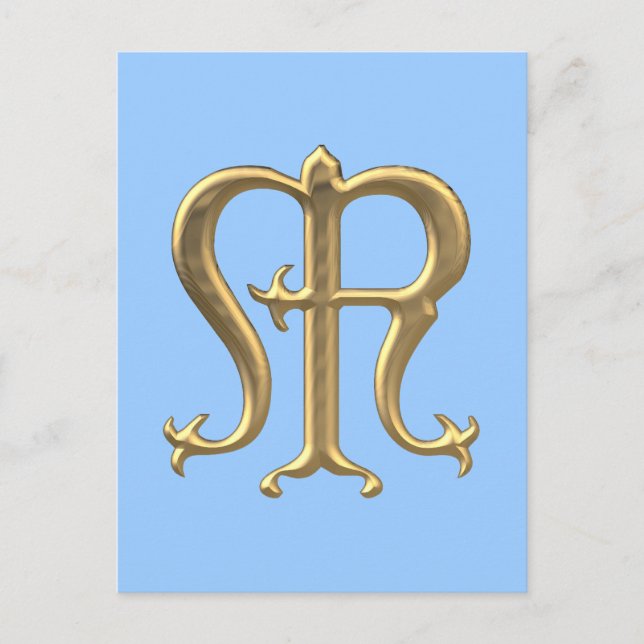 Postal Símbolo de la Virgen María Dorada "3-D" (Anverso)