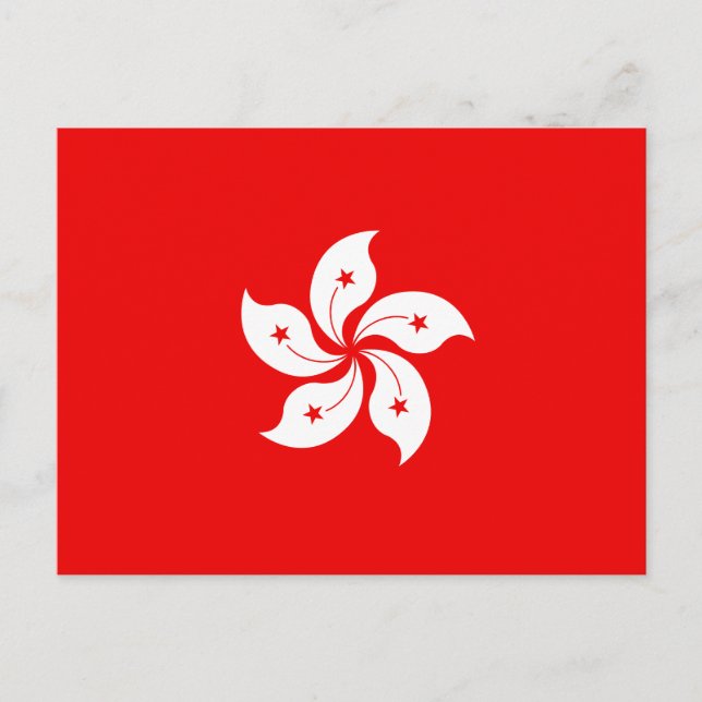 Postal Símbolo de orquídea blanca de Hong Kong en rojo (Anverso)