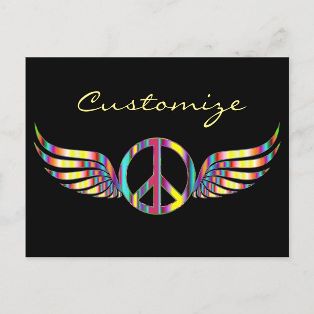 Postal Símbolo de paz hippie alado Thunder_Cove (Anverso)