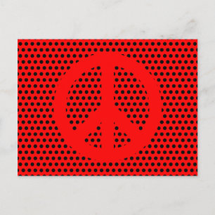 Postal Símbolo de paz rojo y negro