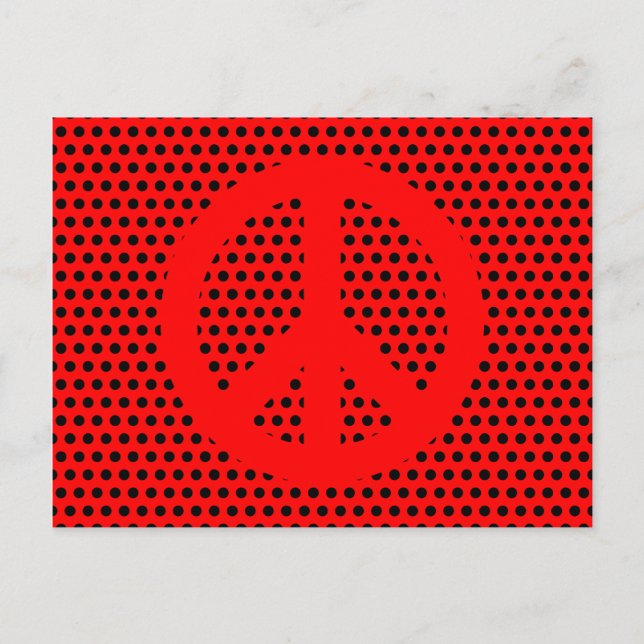 Postal Símbolo de paz rojo y negro (Anverso)