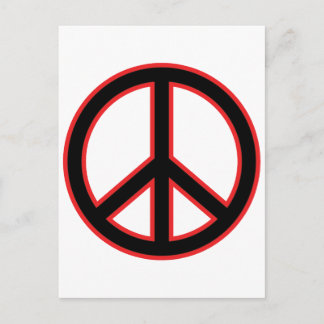 Postal Símbolo de paz rojo y negro