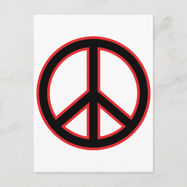 Postal Símbolo de paz rojo y negro (Anverso)