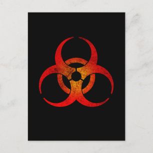 Postal Símbolo de peligro biológico rojo y amarillo con a