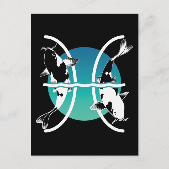 Postal Símbolo de Pisces - Rótulo Zodiaco Astrológico (Anverso)