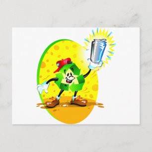 Postal Símbolo de reciclaje animado con lata de aluminio