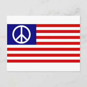 Postal Símbolo de signo de paz bandera estadounidense con