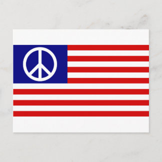Postal Símbolo de signo de paz bandera estadounidense con