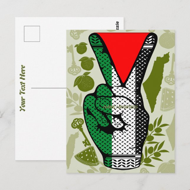 Postal Símbolo de triángulo rojo de resistencia de mano d (Anverso / Reverso)