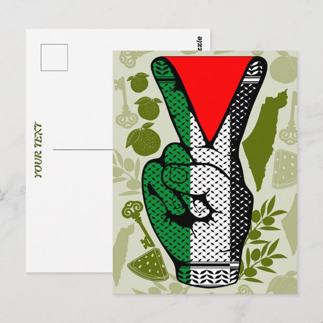 Postal Símbolo de triángulo rojo de resistencia de mano d (Anverso / Reverso)