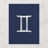 Símbolo de Zodíaco Géminis en Azul Marino Estampad