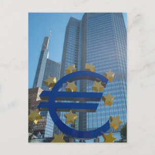 Postal Símbolo del euro en el Banco Central Europeo en Fr
