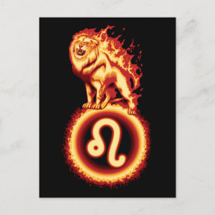 Postal Símbolo del León de Fuego - Signo Zodiacal Leo