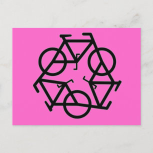 Postal Símbolo del logotipo de bicicleta reciclable