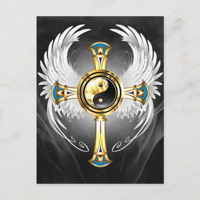 Postal Símbolo Devine Egyptian Gold Yin Yang (Anverso)