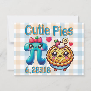 Postal Símbolo divertido "Cutie Pies" Cute Pi y Pie Pun