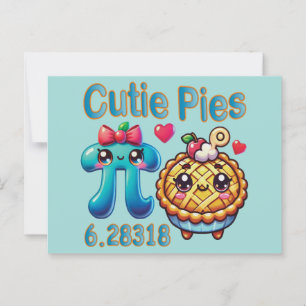 Postal Símbolo divertido "Cutie Pies" Cute Pi y Pie Pun