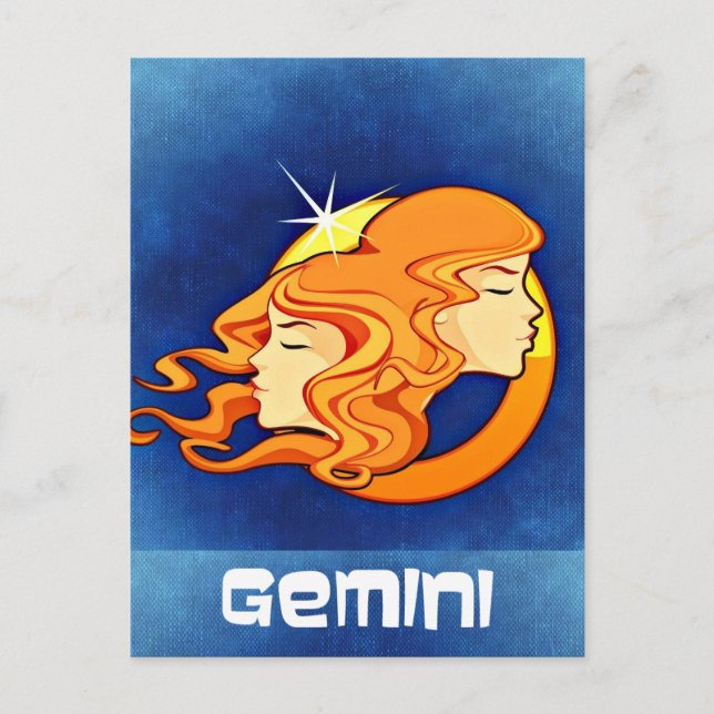 Postal Símbolo gemini de astrología zodiaca (Anverso)