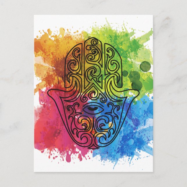 Postal Símbolo indio vibrante Wellcoda Vida asiática (Anverso)