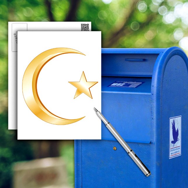 Postal Símbolo islámico (Islam Symbol Postcard.
Crescent moon and star, symbol of Islam. Customize with your text. )
