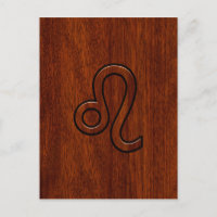 Símbolo Leo Zodiac en estilo de madera de Mahogany