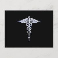 Símbolo médico cromado como Caduceus