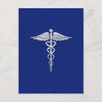 Símbolo médico de Caduceus plateado sobre decoraci