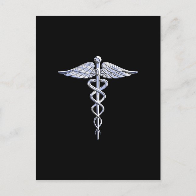 Postal Símbolo médico "Silver Like Caduceus" en decoració (Anverso)