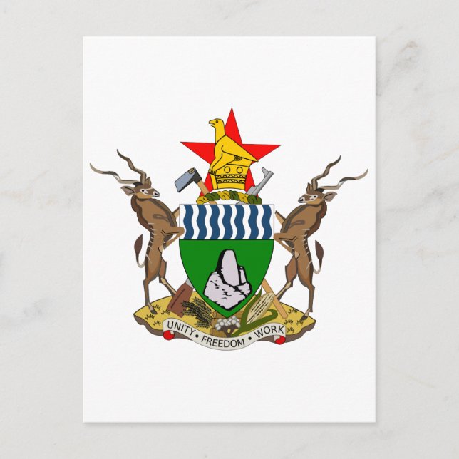 Postal Símbolo oficial del escudo de armas de Zimbabue (Anverso)