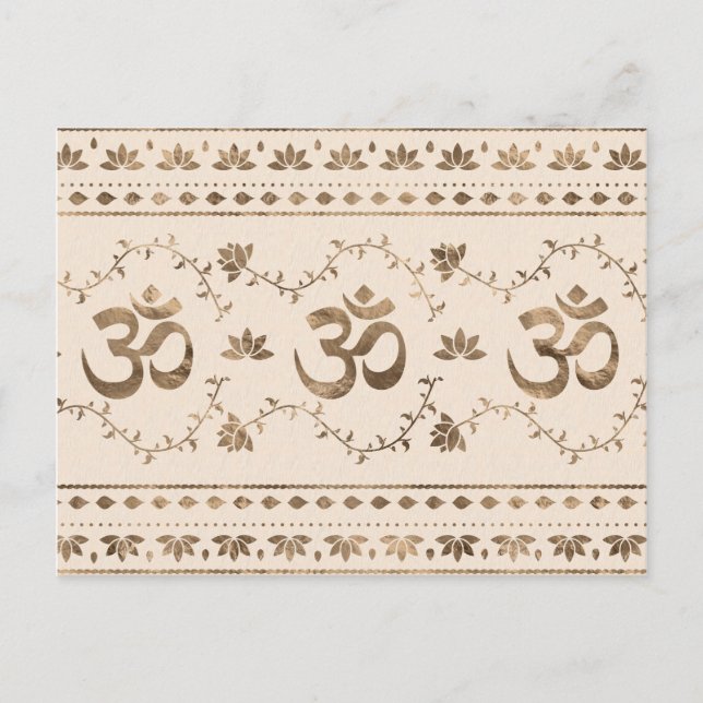 Postal Símbolo OM - dorado pastel (Anverso)