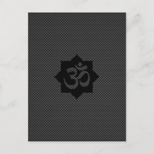 Postal Símbolo OM Lotus Spirituality Yoga in Carbon Fibra