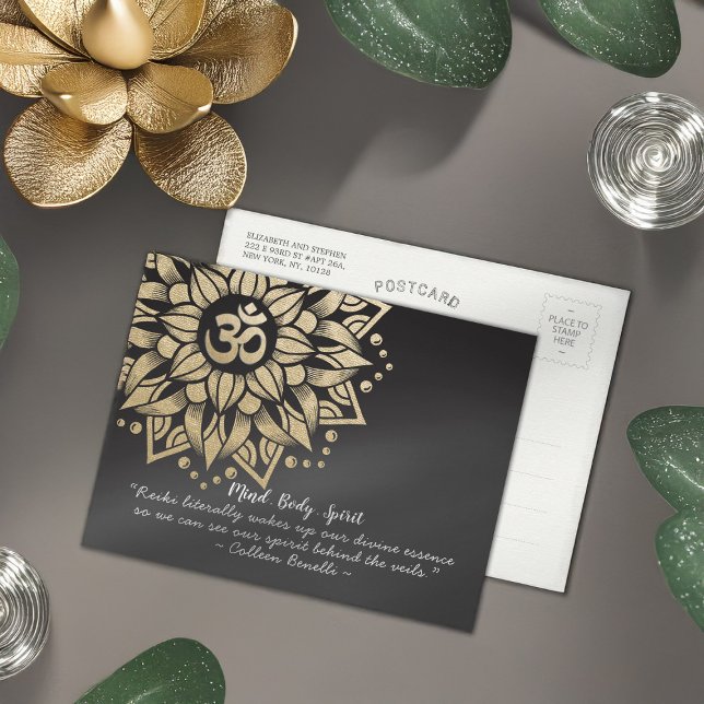 Postal Símbolo Oro Mandala Om del instructor de mediación (Subido por el creador)