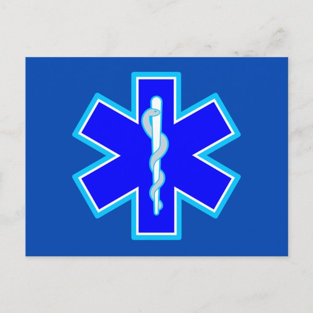 Postal Símbolo paramédico Star of Life EMS Blue (Anverso)