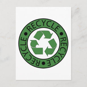 Postal Símbolo verde de reciclaje, ve verde Día de la Tie