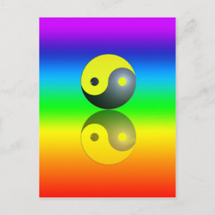Postal Símbolo Yin & Yang auf Chakra Farben Motiv 1