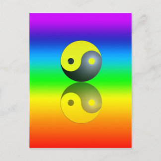 Postal Símbolo Yin & Yang auf Chakra Farben Motiv 1