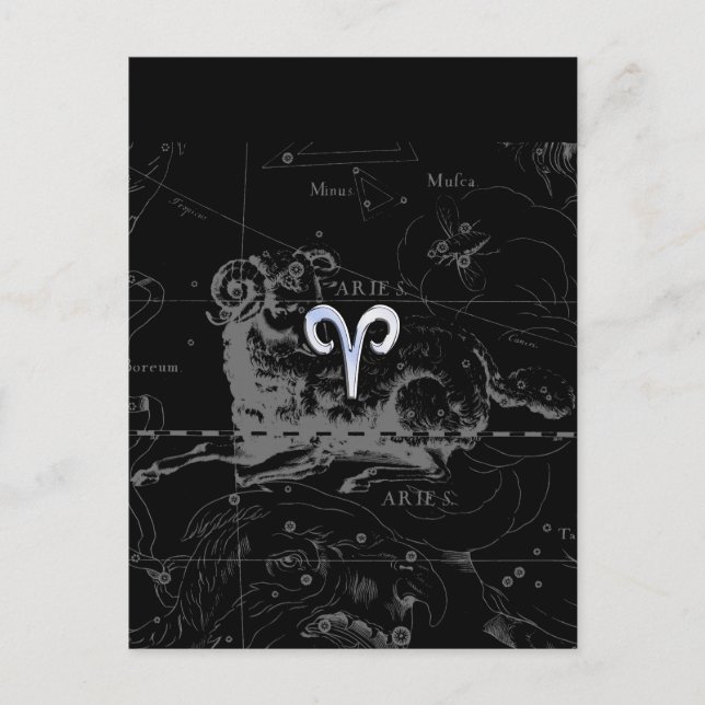 Postal Símbolo zodiacal de Aries como cromo en Hevelius 1 (Anverso)