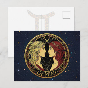 Postal Símbolo Zodiacal de Géminis Gemelo para Mujeres