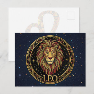 Postal Símbolo zodiacal Leo León