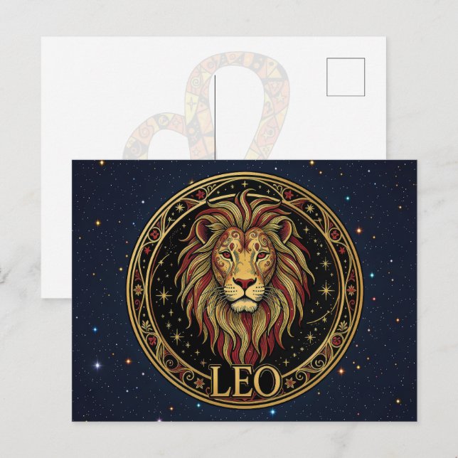 Postal Símbolo zodiacal Leo León (Anverso / Reverso)