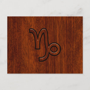 Postal Símbolo zodiaco de Capricornio en marrón caoba