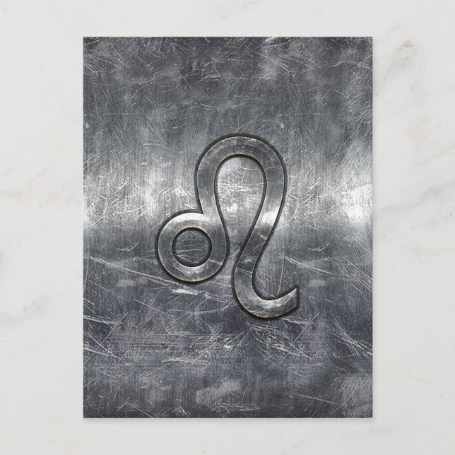 Postal Símbolo zodiaco de Leo en estilo angustiado (Anverso)