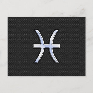 Postal Símbolo zodiaco de Pisces sobre el estilo de piel 