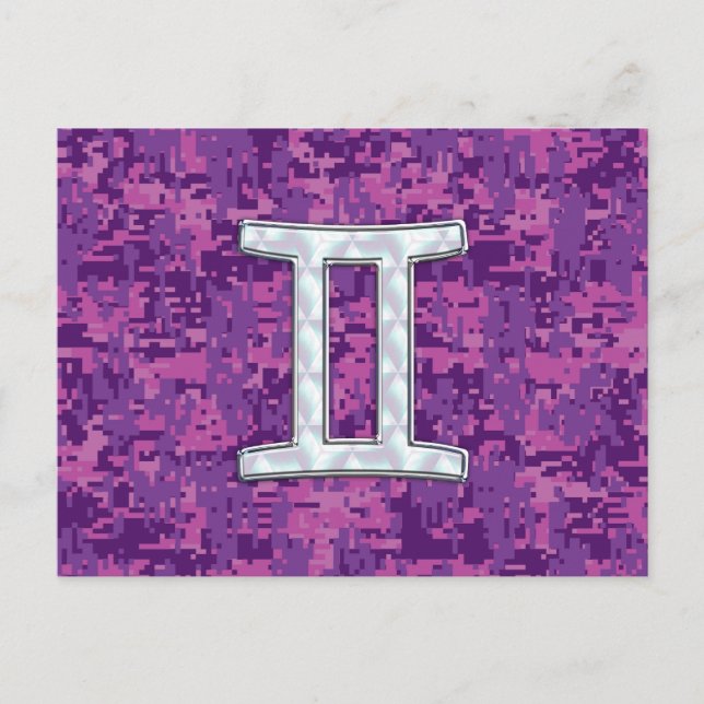 Postal Símbolo zodiaco Pearl Gemini en camuflaje digital (Anverso)