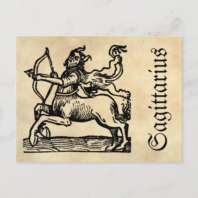 Postal Símbolo zodiaco renacentista medieval sagitario (Anverso)