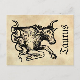 Postal Símbolo zodiaco renacentista medieval Tauro