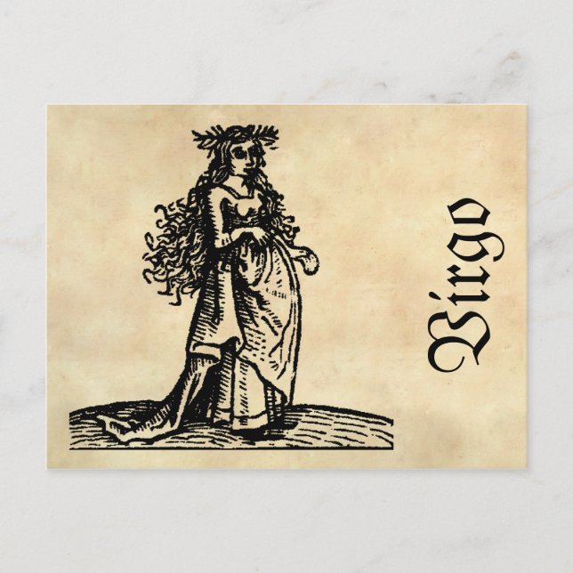 Postal Símbolo zodiaco renacentista medieval Virgo (Anverso)